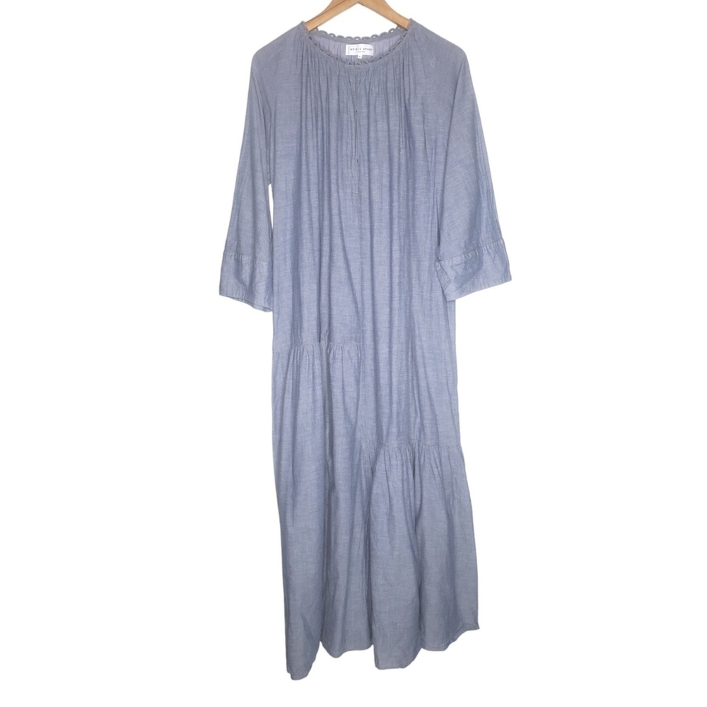 Apiece Apart blue gray cottagecore boho tiered maxi midi dress women size 6